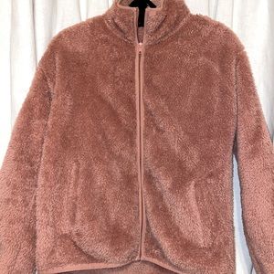 Mauve Fuzzy Zip-Up Jacket